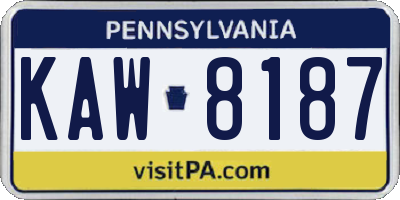 PA license plate KAW8187