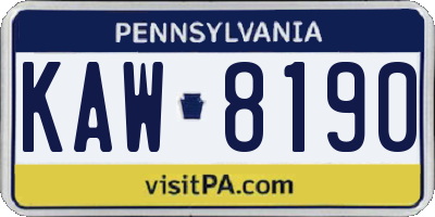 PA license plate KAW8190