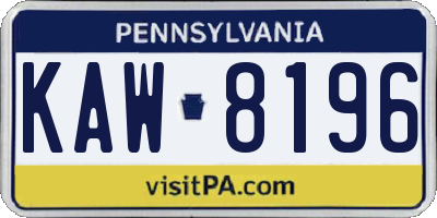 PA license plate KAW8196