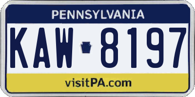 PA license plate KAW8197