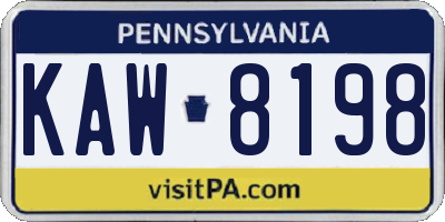 PA license plate KAW8198