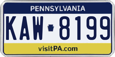 PA license plate KAW8199