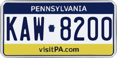 PA license plate KAW8200
