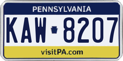PA license plate KAW8207