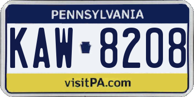 PA license plate KAW8208