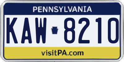 PA license plate KAW8210