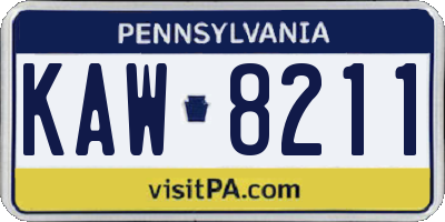 PA license plate KAW8211