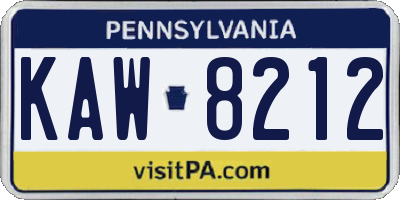 PA license plate KAW8212