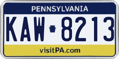 PA license plate KAW8213