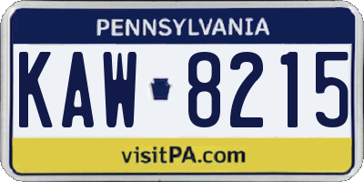 PA license plate KAW8215