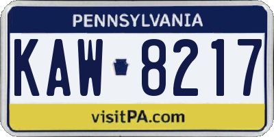 PA license plate KAW8217