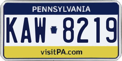 PA license plate KAW8219