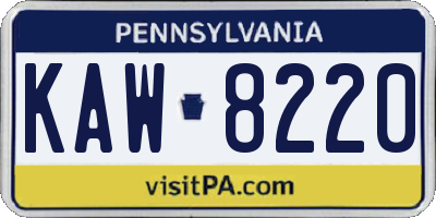PA license plate KAW8220