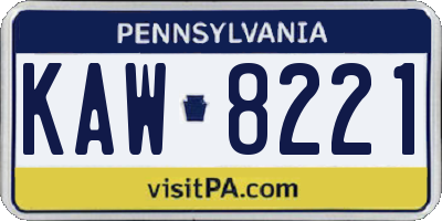 PA license plate KAW8221