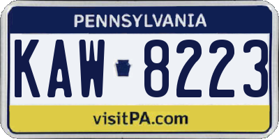 PA license plate KAW8223