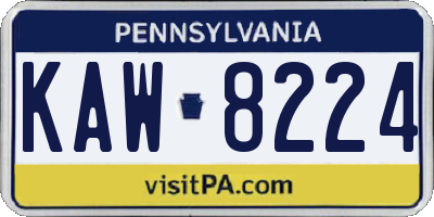 PA license plate KAW8224