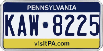PA license plate KAW8225