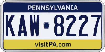 PA license plate KAW8227