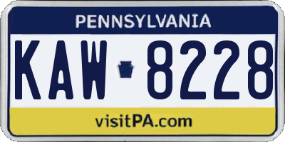 PA license plate KAW8228