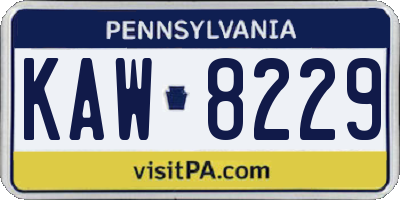 PA license plate KAW8229