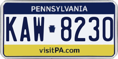 PA license plate KAW8230