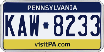 PA license plate KAW8233