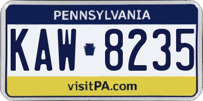 PA license plate KAW8235