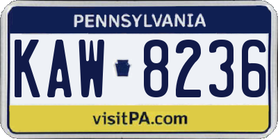 PA license plate KAW8236