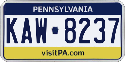 PA license plate KAW8237