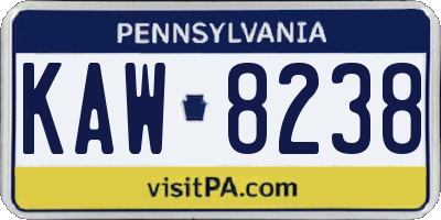 PA license plate KAW8238