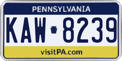 PA license plate KAW8239