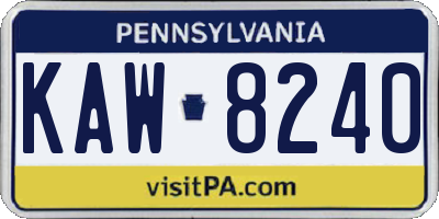 PA license plate KAW8240