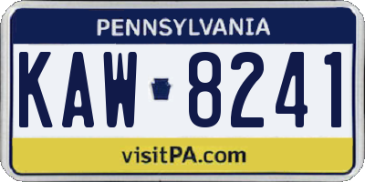 PA license plate KAW8241