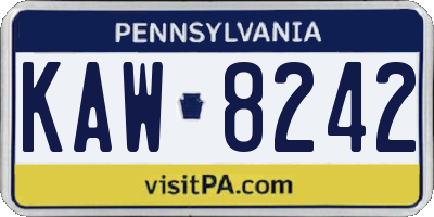 PA license plate KAW8242