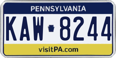 PA license plate KAW8244