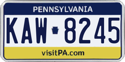 PA license plate KAW8245