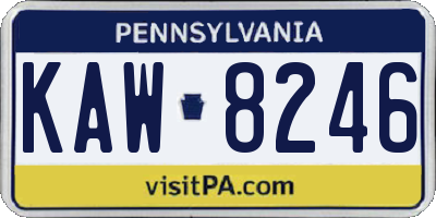 PA license plate KAW8246