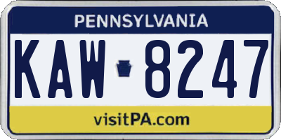 PA license plate KAW8247