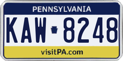 PA license plate KAW8248