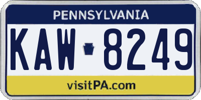 PA license plate KAW8249