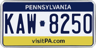 PA license plate KAW8250