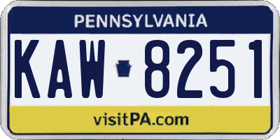 PA license plate KAW8251