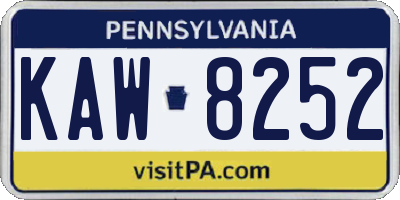 PA license plate KAW8252
