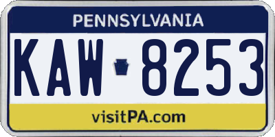 PA license plate KAW8253