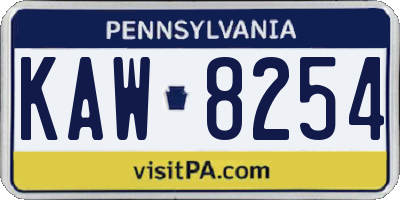 PA license plate KAW8254