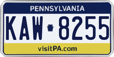 PA license plate KAW8255