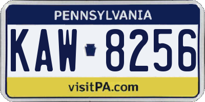 PA license plate KAW8256