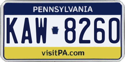 PA license plate KAW8260