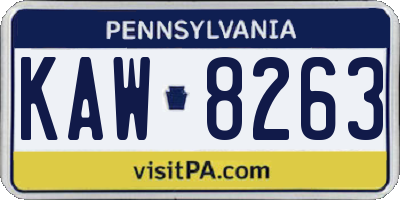 PA license plate KAW8263