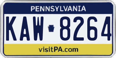 PA license plate KAW8264